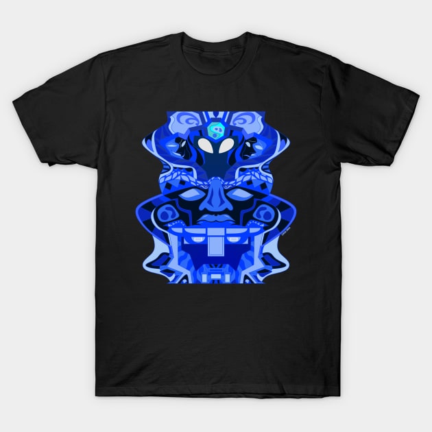 olmec alien totem in gemini pattern ecopop T-Shirt by jorge_lebeau